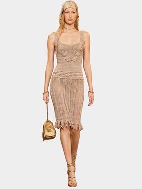 Custom Crocheted Bodycon Statement Midi Dress Size Small